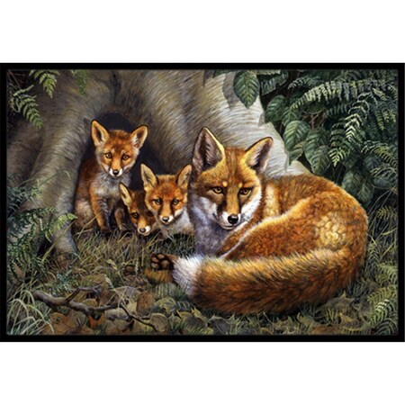 Jensendistributionservices A Family of Foxes at Home Indoor or Outdoor Mat, 24 x 36 MI2557345